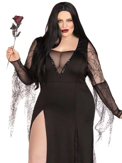 Disfraz de morticia spooky beauty plus size