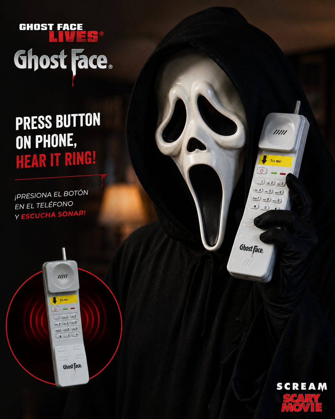 Teléfono Clásico Ghost Face™ – Scream & Scary Movie