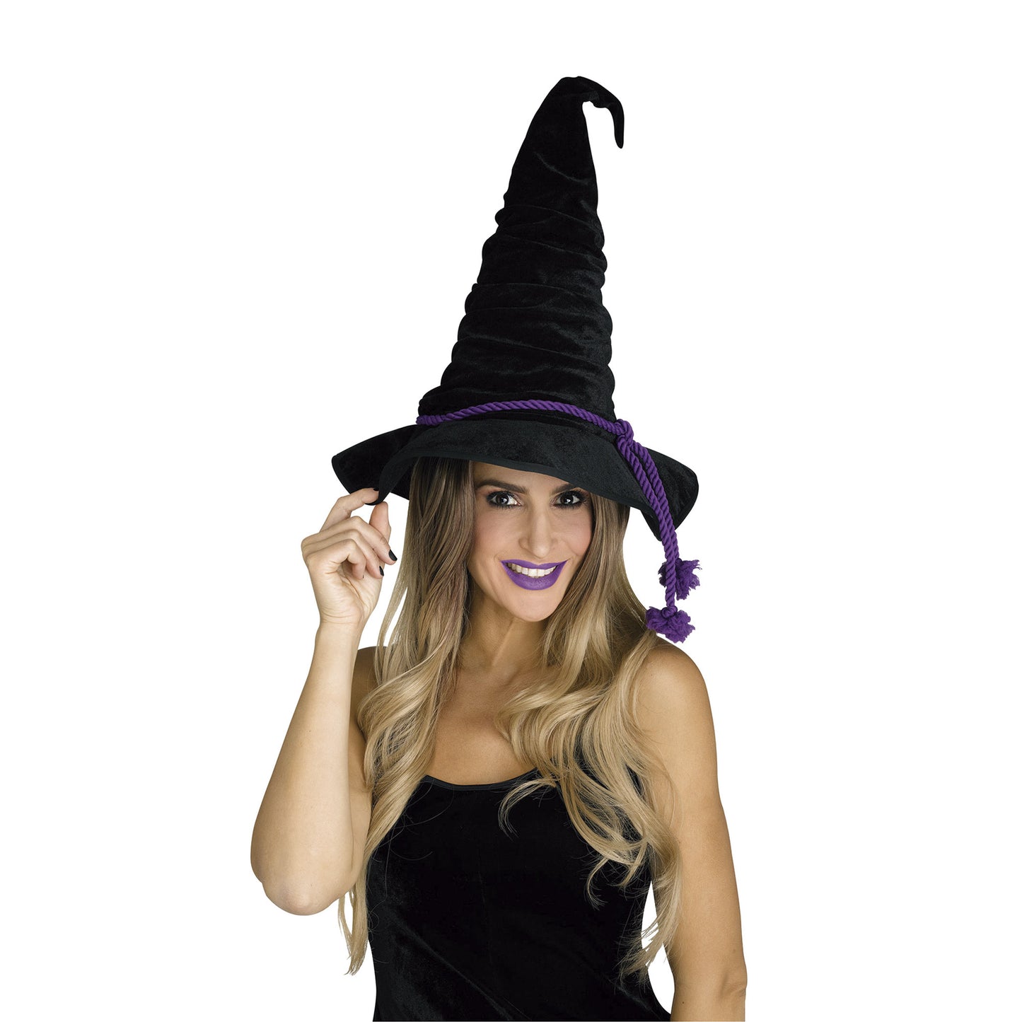 Sombrero de Bruja Terciopelo Negro