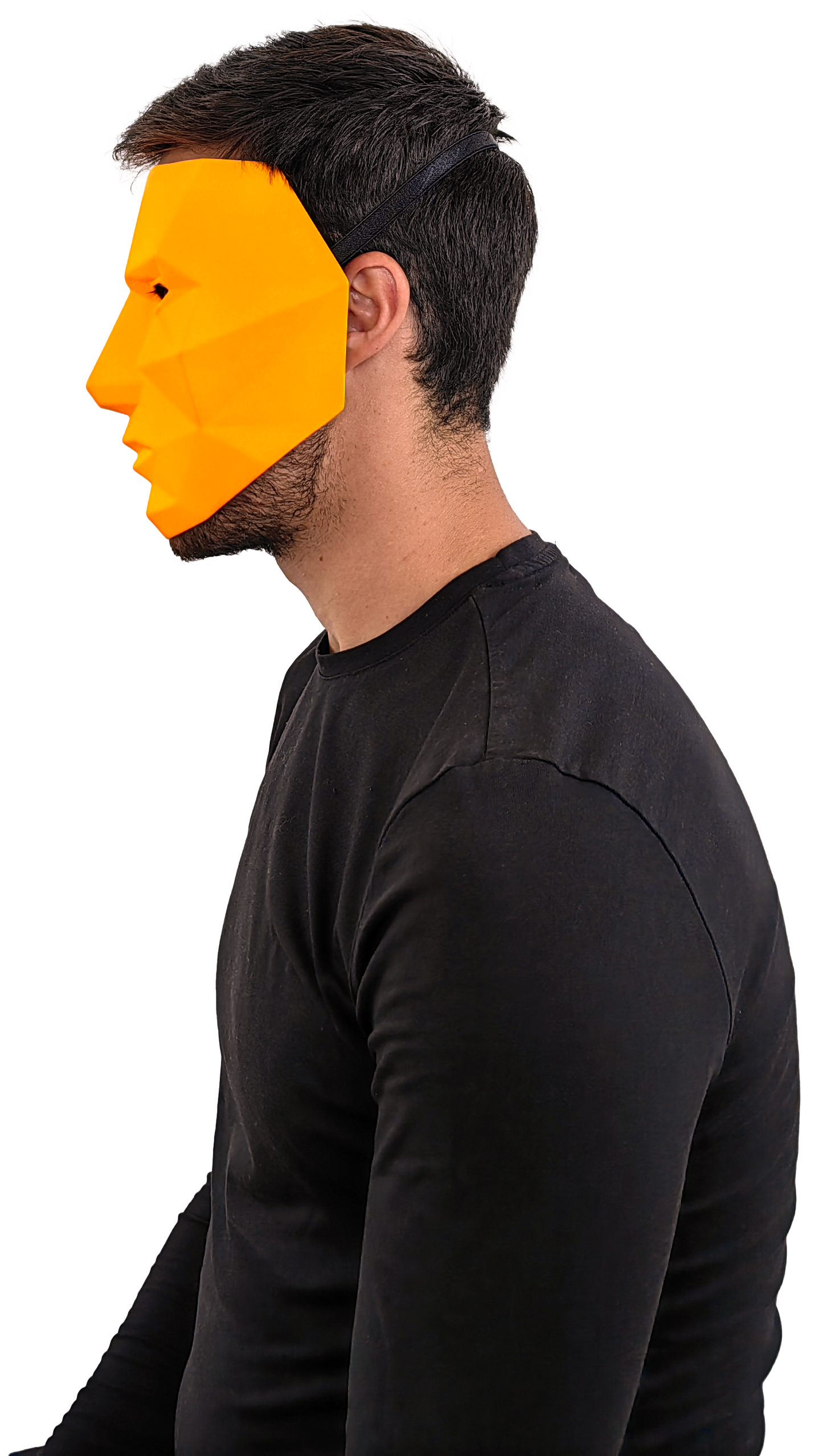 Máscara plástico poligonal neon naranja