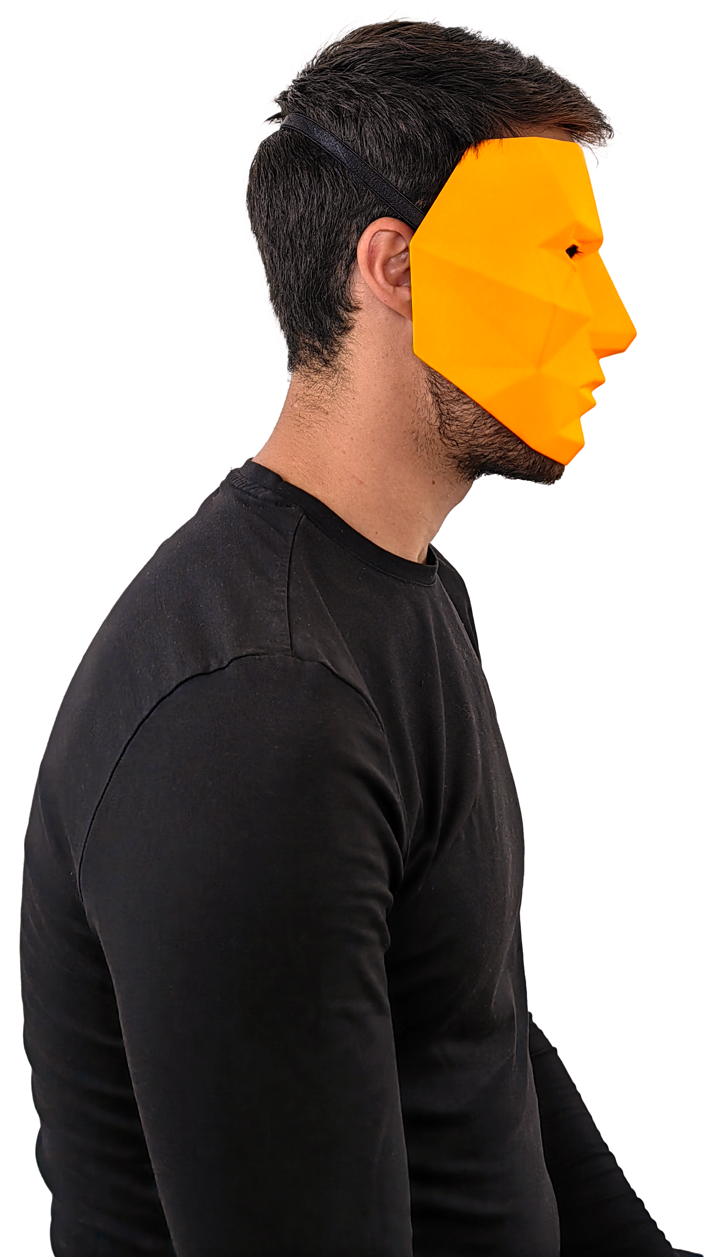Máscara plástico poligonal neon naranja