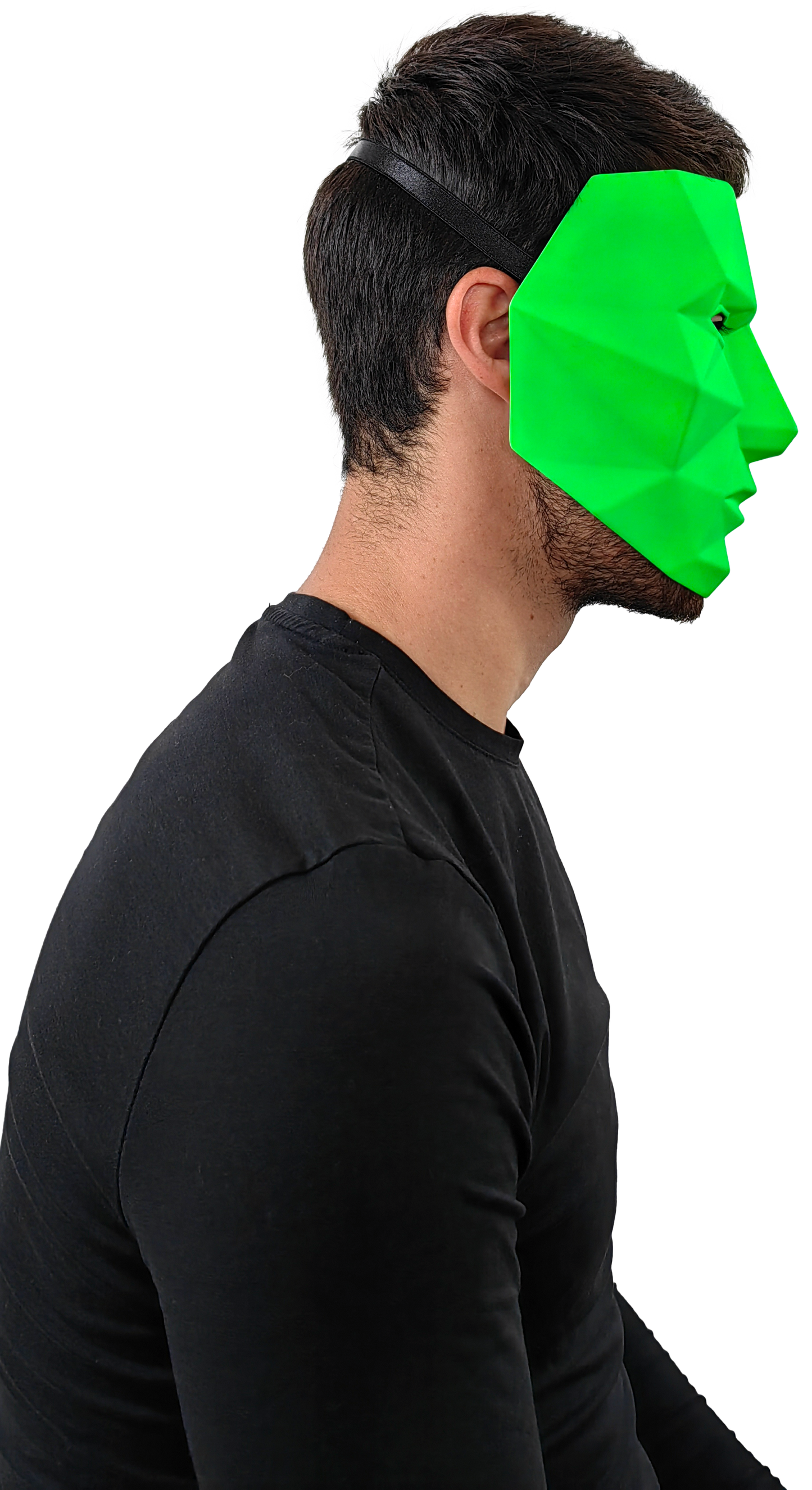 Máscara plástico poligonal neon verde