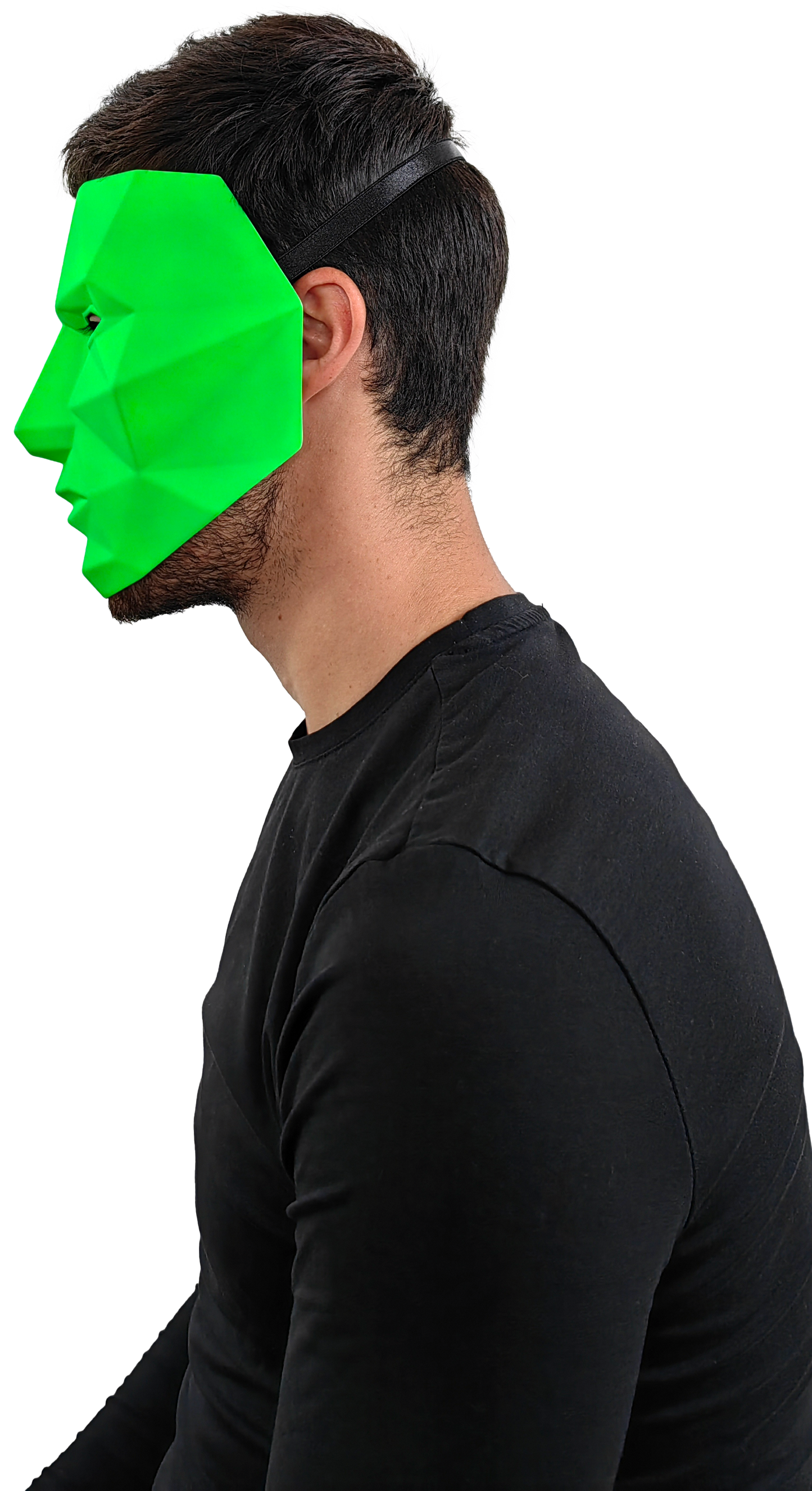 Máscara plástico poligonal neon verde
