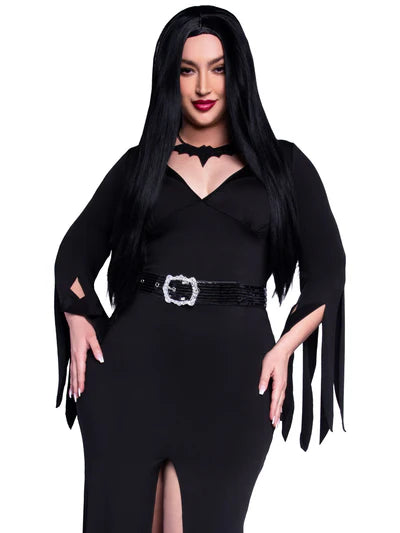 Disfraz de morticia inmortal plus size