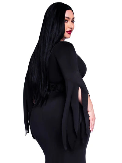 Disfraz de morticia inmortal plus size
