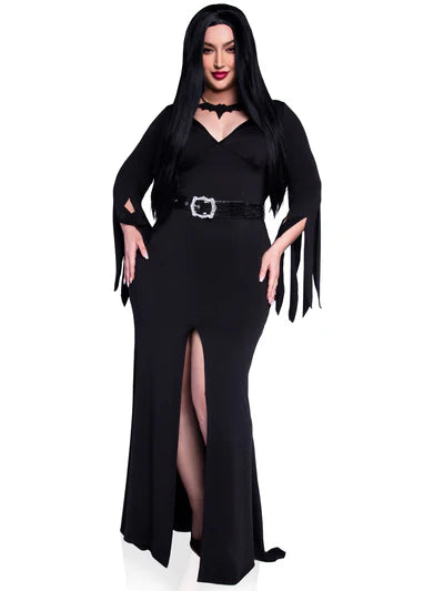 Disfraz de morticia inmortal plus size