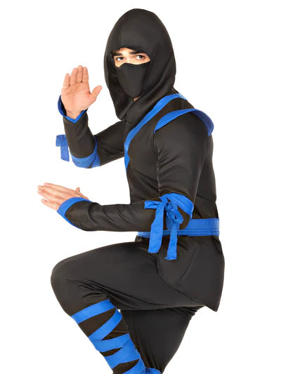 Disfraz de ninja azul para hombre