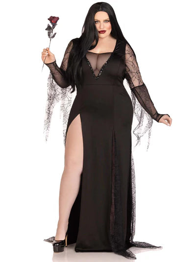 Disfraz de morticia spooky beauty plus size