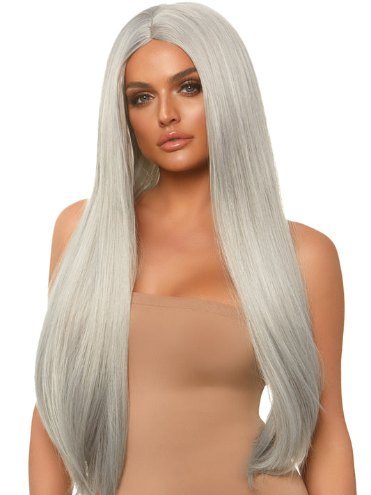 Peluca Natural Larga XL Gris 33''