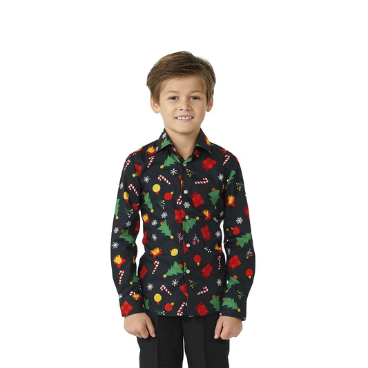 Camisa Christmas Icons Black - Niño