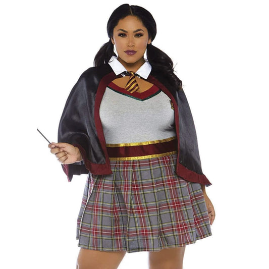 Disfraz de hechicera harry potter rojo plus size