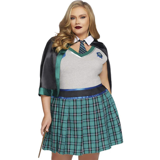 Disfraz de hechicera harry potter verde plus size