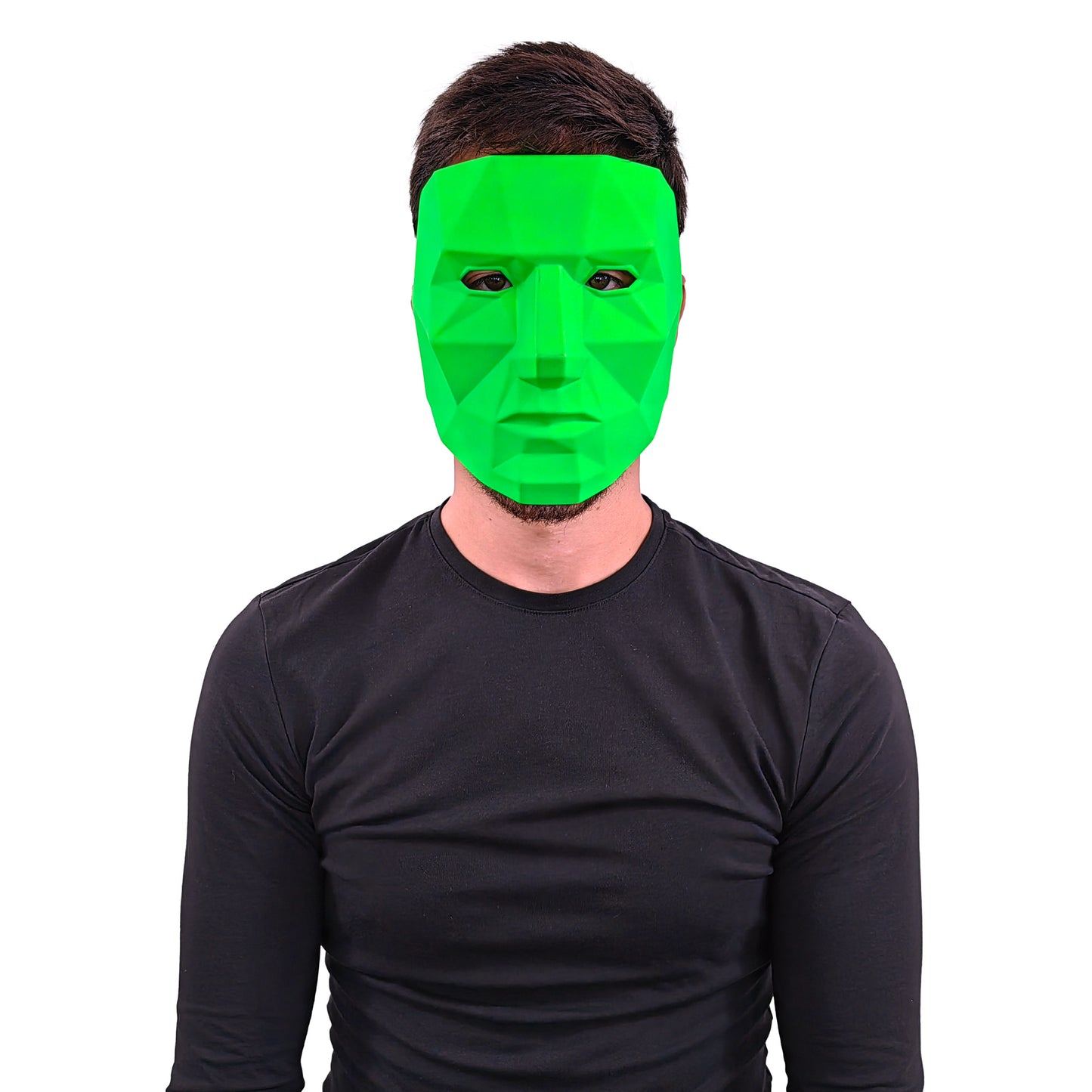 Máscara plástico poligonal neon verde