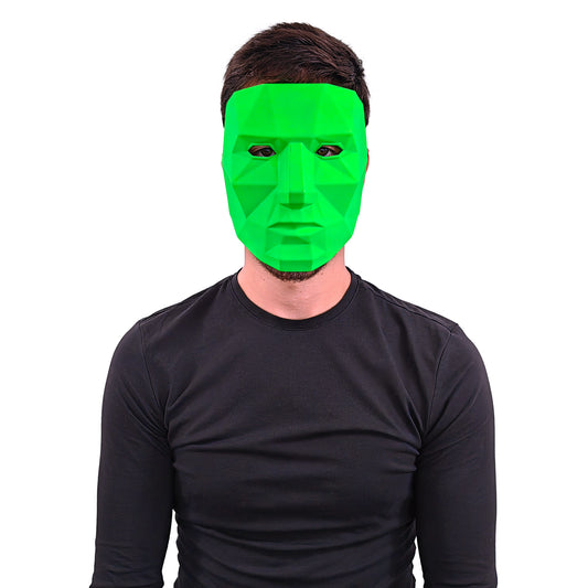 Máscara plástico poligonal neon verde