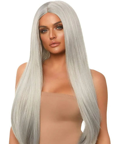 Peluca natural larga xl gris 33